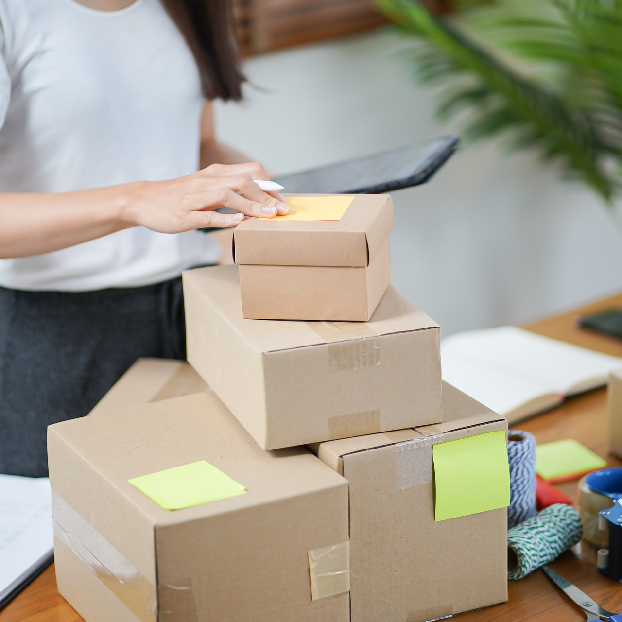 Image of small business owner working on setting up